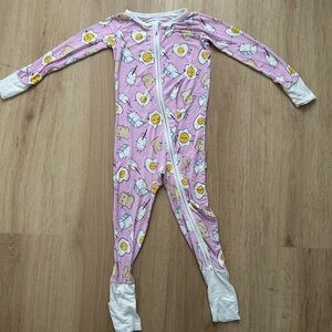 Little Sleepies Zippy - Pink and White Breakfast Buddy Footie Zipper Pajamas